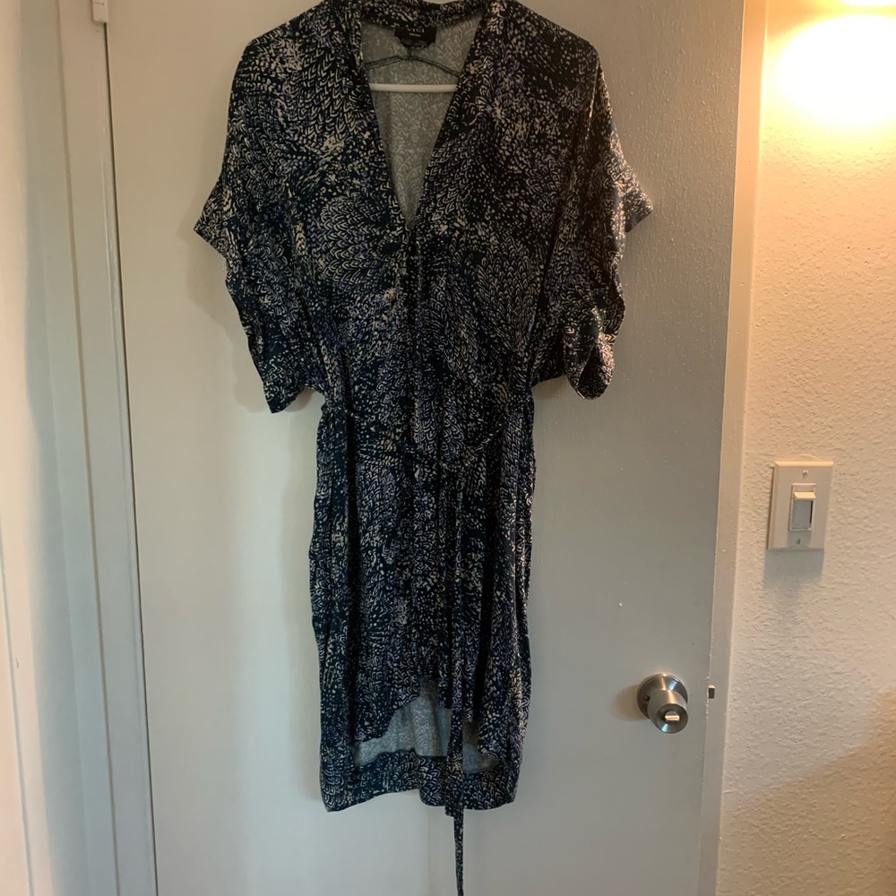 Navy and White Patterned Shirt Dress
